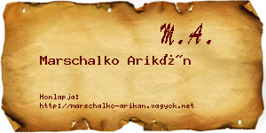 Marschalko Arikán névjegykártya